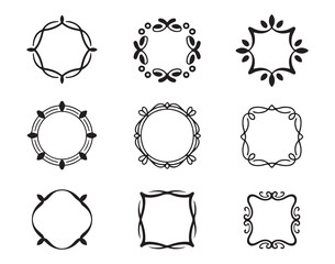 Set of decorative circular frames with intricate designs, perfect for invitations, certificates, or creative projects needing elegant and ornamental borders.