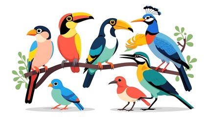 Modern Flat Birds Collection &ndash; Isolated Vector Design
