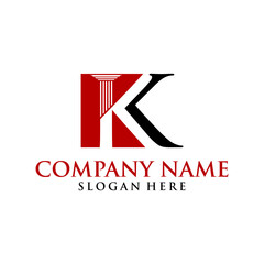 Elegant Letter K Logo with Pillar Icon – Law Firm, Architecture, Finance Identity Design