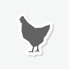 Chicken icon sticker isolated on gray background