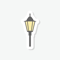 Street Lantern retro icon sticker isolated on gray background