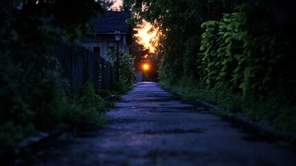 Sunset Alleyway: A Serene Evening Stroll