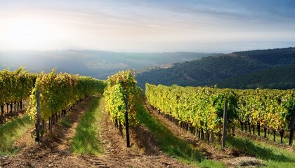 photo realistic image of vineyard in september
