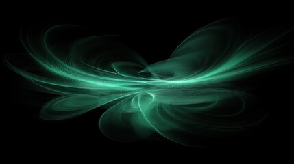 Fototapeta premium Abstract emerald green glowing lines against a black background creative design