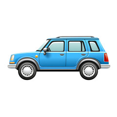 Fototapeta premium Blue Compact SUV Vehicle Illustration, Side View, Four Doors