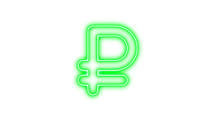 Glowing Neon Ruble Symbol, Neon ruble sign glow with transparent background
