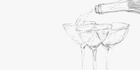 Hand drawn set of cozy cafe drinks and Italian style cocktails with noisy gritty dot halftone effect. Vintage ink sketch and retro pop art stipple design for festive menus.