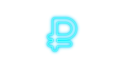 Glowing Neon Ruble Symbol, Neon ruble sign glow with transparent background