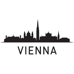 Fototapeta premium Vector Vienna skyline. Travel Wien famous landmarks. Business and tourism concept for presentation, banner, web site. Vector black silhouette. with white background