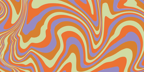 Grioovy psychedelic wave background for banner design. Retro 60s 70s psychedelic pattern. Modern wave retro abstract design. Rainbow 60s, 70s, hippie vector