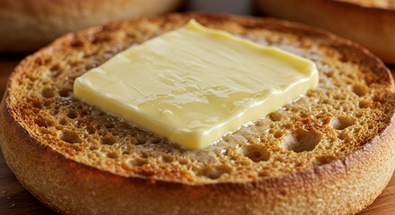 Toasted muffin with butter on top