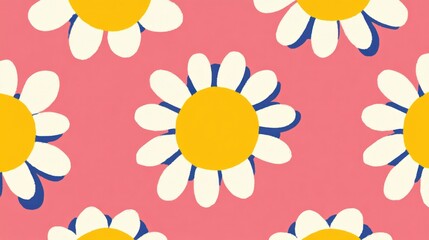 Cheerful Daisy Pattern on Pink Background