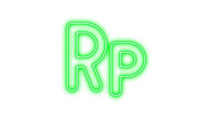 Neon rupiah sign glow with transparent background