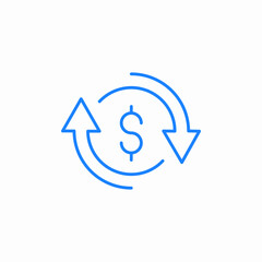 dollar turnover icon sign vector