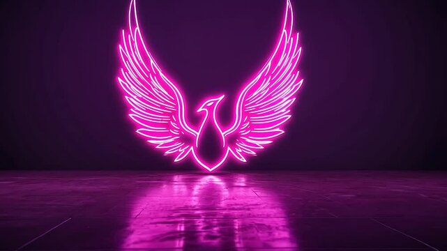 Neon Pink Phoenix Symbol on Dark Floor