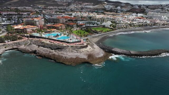 Aerial view of Playa del Duque, Tenerife, Canary Islands, Spain