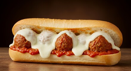 Meatball Sandwich with Cheese and Sauce