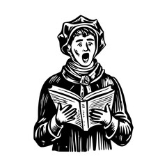 A vintage style illustration showing happy caroler