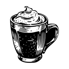 A vintage style illustration of cocoa mug