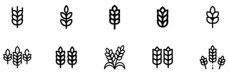 Outline wheat icon or wheat symbol. Barley spike or corn ear. Bakery, bread or agriculture logo concept. Line grain sign. Vector illustration. Vector Graphic. EPS 10 © Yana
