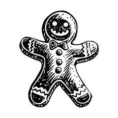 A vintage style illustration showing christmas gingerbread