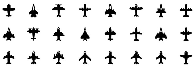 Fototapeta premium Airplane icon. Black airplane icon collection. Set of black plane silhouette icon. Vector Illustration. Vector Graphic. EPS 10