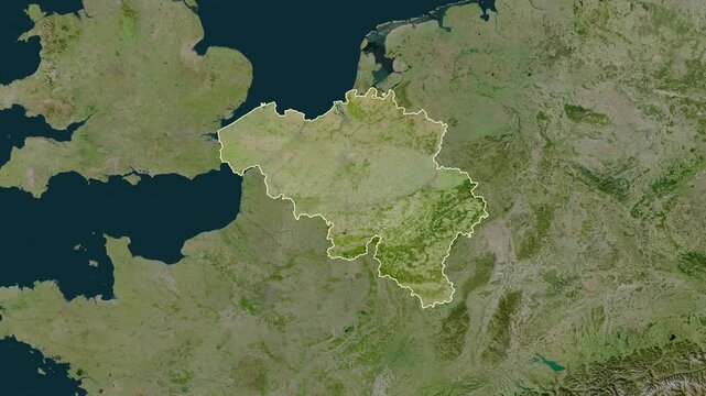 Belgium map - extract. Border. Satellite  map