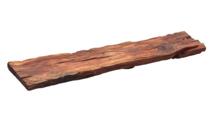 A piece of rustic, natural wood plank. isolated on transparent background