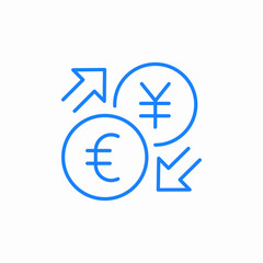 euro yen exchange icon sign vector