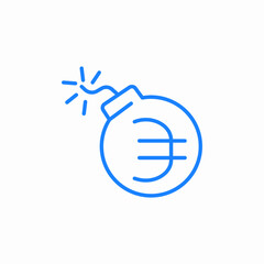 financial risk euro icon sign vector