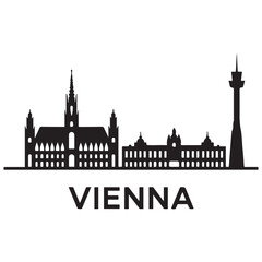 Fototapeta premium Vector Vienna skyline. Travel Wien famous landmarks. Business and tourism concept for presentation, banner, web site. Vector black silhouette. with white background