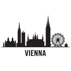 Obraz premium Vector Vienna skyline. Travel Wien famous landmarks. Business and tourism concept for presentation, banner, web site. Vector black silhouette. with white background