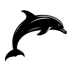Naklejka premium Dolphin silhouette, vector black color silhouette