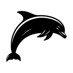 Fototapeta premium Dolphin silhouette, vector black color silhouette