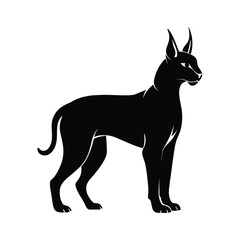 Silhouette illustration of a lynx animal standing in profile against a white background