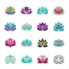 Collection of Stylized Lotus Flower Logo Design, Beauty of the Lotus Flower