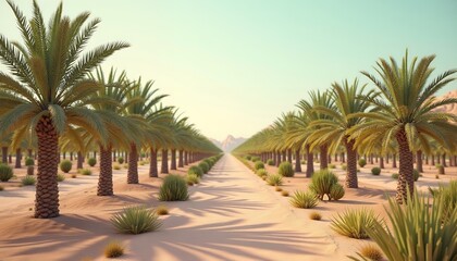 Palm Tree Road in Desert