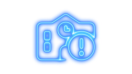 Neon school circle exclamation glow with transparent background