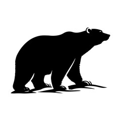 Fototapeta premium Polar bear silhouette, vector black color silhouette 