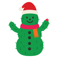 Fototapeta premium Christmas Cactus Snowman illustration, Merry Christmas clipart, Christmas Fiesta Digital Design sublimation 