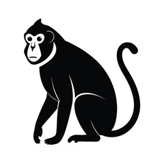 Silhouette of a sitting monkey animal in a vector illustration for design and decoration