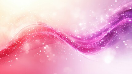 Abstract pink, purple, and white wave design with sparkling bokeh elements. Perfect for elegant backgrounds, greeting cards, or feminine design projects.