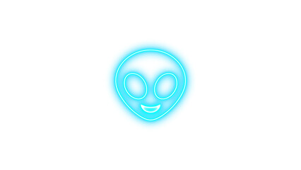 Glowing Neon Alien Face, Neon alien icon glow with transparent background
