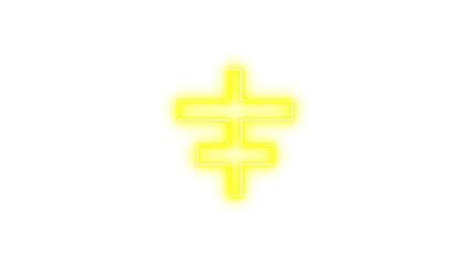 Glowing neon symbol resembling a stylized cross with horizontal bars, Neon align horizontal center icon with transparent background