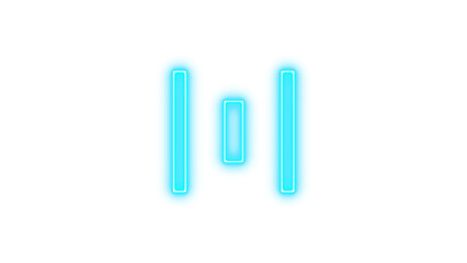 Glowing Neon Letter H, Neon align horizontal distribute icon glow with transparent background