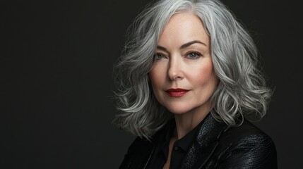 Fototapeta premium Woman with gray hair modeling