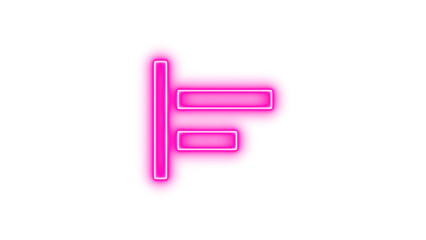Glowing Neon Bar Chart Icon, Neon align horizontal left icon glow with transparent background