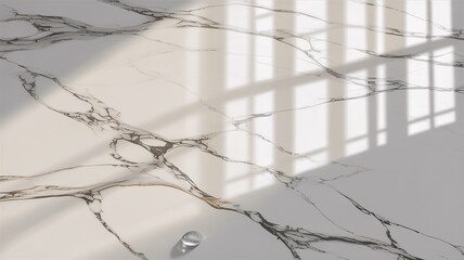 Fototapeta premium A high-resolution photograph of white Carrara marble with distinctive gray veining patterns.