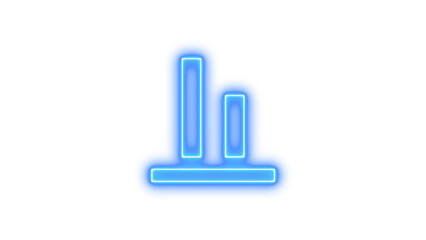 Glowing Neon Bar Chart Icon, Neon align vertical bottom icon glow with transparent background