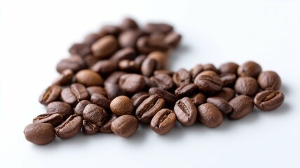 Heart-shaped arrangement of roasted coffee beans showcases passion for quality brews perfect for any café setting